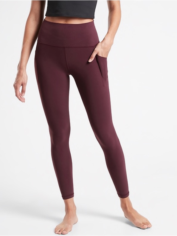 Athleta Burgundy 7/8 Salutation Stash Pocket Legging